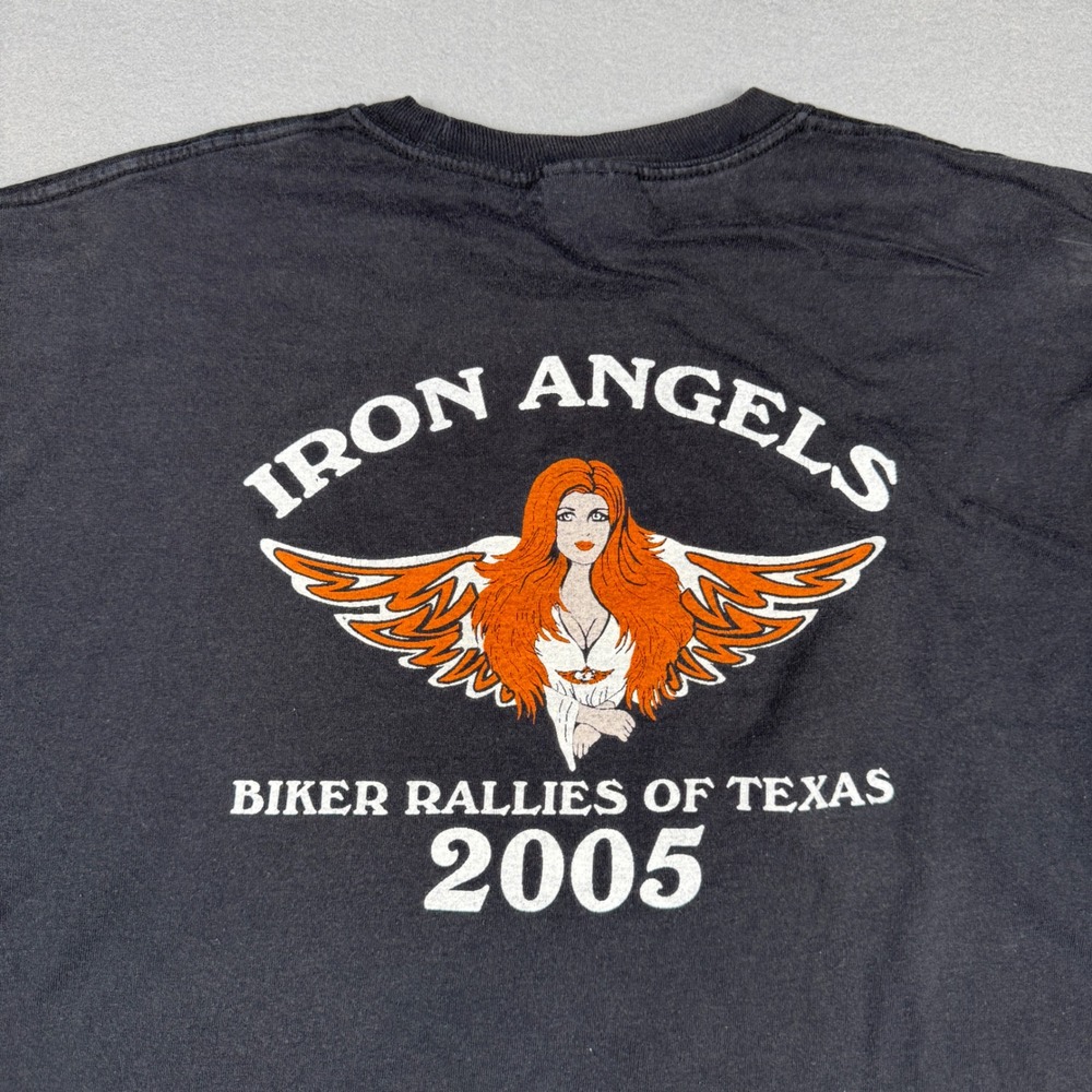Vintage 2005 Iron Angels Biker Rallies of‎ Texas T-Shirt Mens Large Hanes Black